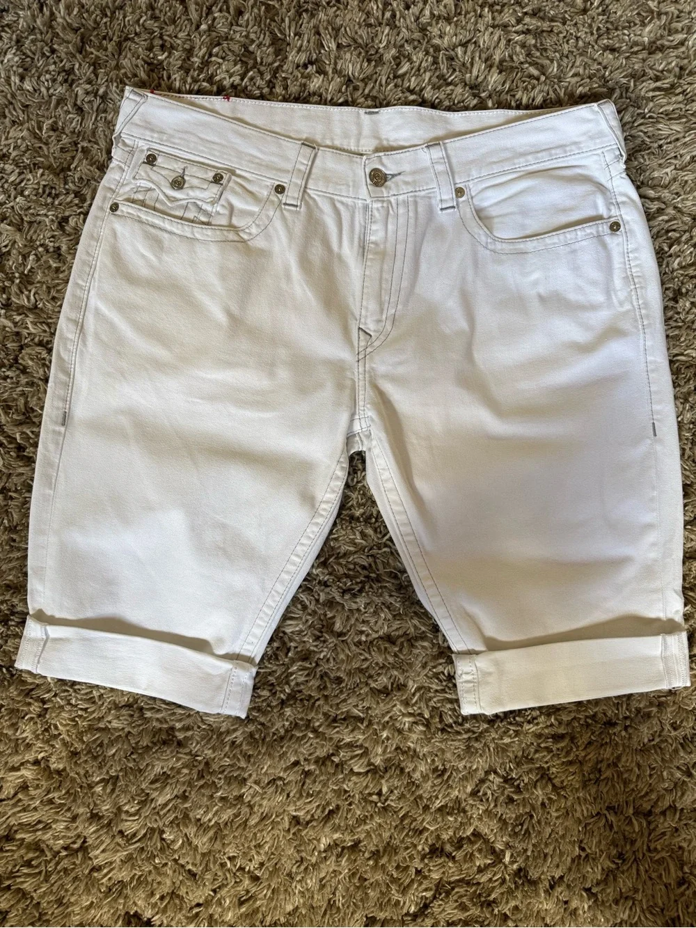 True Religion Cream White Straight Jeans Label Detail